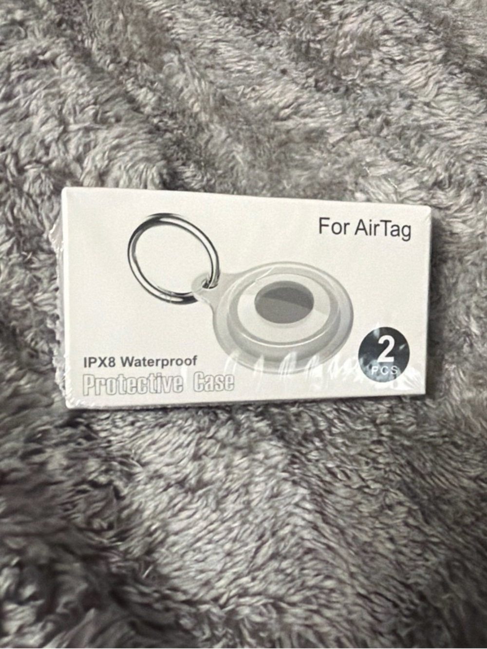 New Waterproof AirTag Protective Case Keyring - White (2 Pack)